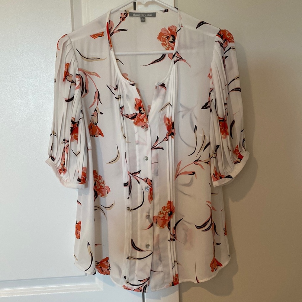 Daniel Rainn orange floral blouse